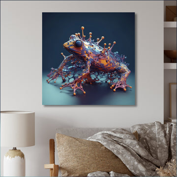 Neon Frog - Frog Framed Canvas Art